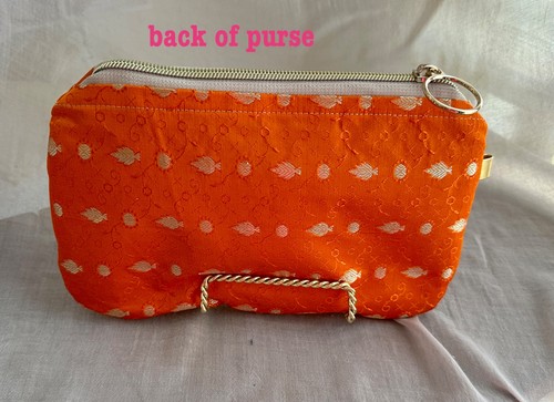 SILK PURSE bag clutch orange/gold *HANDMADE* evening wear, recycled silk sari - Picture 3 of 5