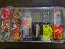 195 piece Crappie Panfish Fishing Kit with Rebel Humpback Crankbait Brown Craw