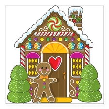 CafePress Gingerbread House Square Car Magnet 3 X 3 Car Magnet (498594910)