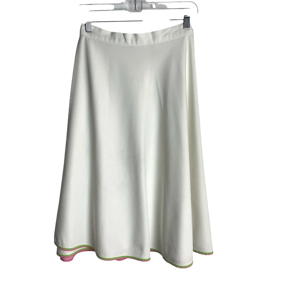 Falda envolvente Shirley Gadol vintage años 70 para mujer S blanca bordada rana lirio almohadilla Foto 2 de 4