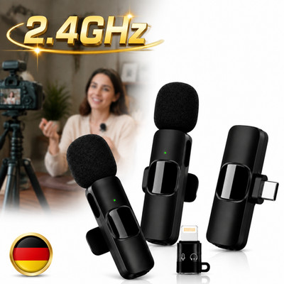 Kabelloses Mikrofon Handy for iPhone/Android Mini-Mikrofon Lavalier Microphone