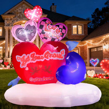 6.5 FT Giant Valentine Inflatable Hearts Decor, LED Light up Heart Balloon with