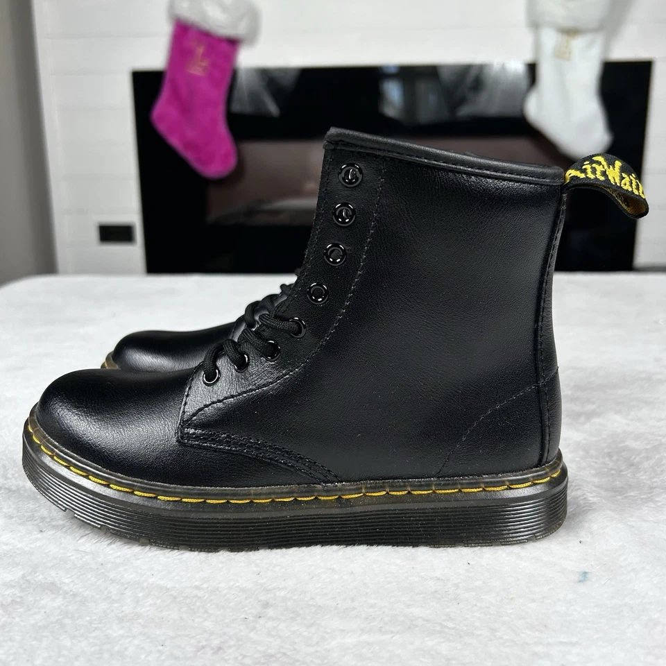 Botas Doc Martin Zavala Junior Juveniles Talla 2 Cuero Negro Con Cordones y Cremallera Nuevas Foto 4 de 4