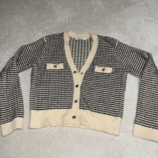 Women  s ASTR the Label Ellory Cardigan in Black Cream Size Large