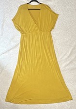 Amazon Essentials XXL Yellow Maxi Dress Jersey V-Neck Cap Sleeve Elastic Waist