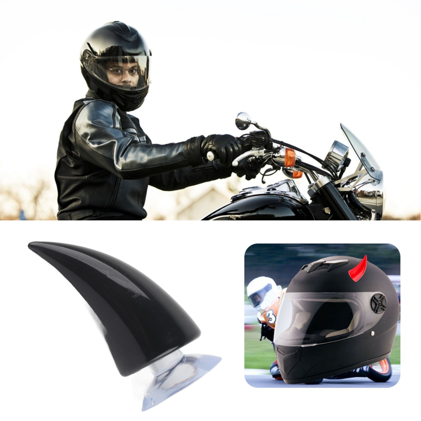 ˜Motorcycle Helmet Horn Elastic Design Helmet Devil Horn High Quality Rubber