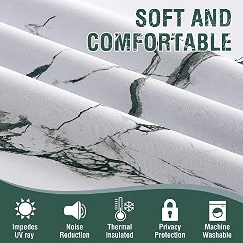 100% Blackout Curtains 63 inch Length 2 Panels Set Marble Designs Printed - Imagen 5 de 8