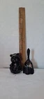 Fenton Art Glass 3" Hand-Painted Black Bear Figurine AND Bell Floral Signed