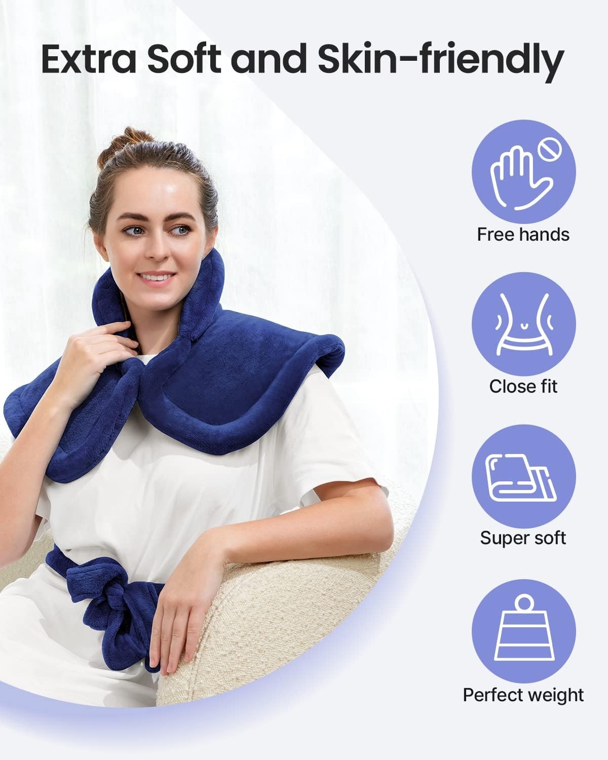 RENPHO Back Heating Pad for Pain Relief, Birthday 24x33, Dark Blue 