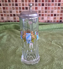 Glas-Bierkrug mit Zinndeckel, transparent, Wappenmotiv, Bier & Brauerei