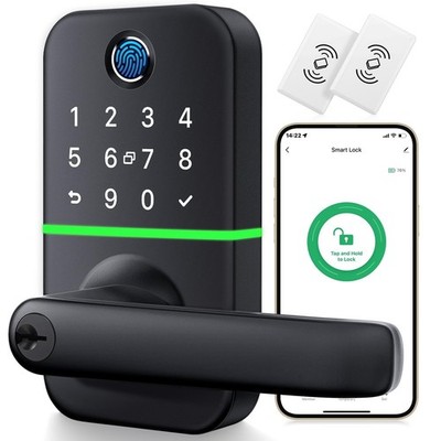 Keypad Smart Door Lock with Handle: Keyless Entry Fingerprint Lock - Digital ...