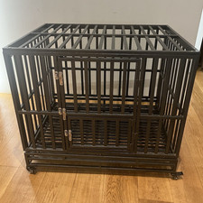 Heavy Duty Metal Pet Dog Crate 42 in Large Double Door w/ Removable Trays