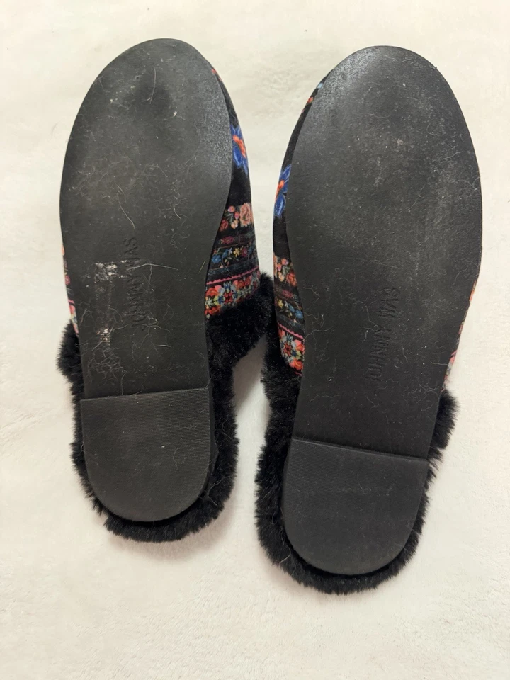 Zapatillas Johnny Was Ardell X negras de piel sintética talla 7M mulas acolchadas de felpa usadas en excelente estado Foto 4 de 4