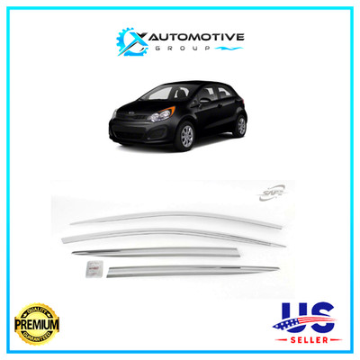 Chrome Window Vent Visor Rain Guards Deflectors for KIA RIO HATCHBACK 2012-2017