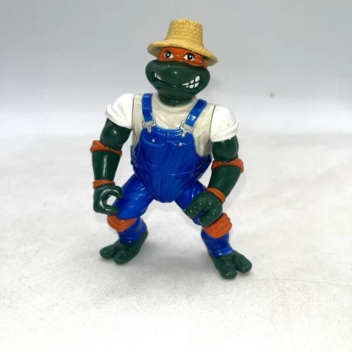 Vintage TMNT Farmer Mike Michelangelo Teenage Mutant Ninja Turtles Figure
