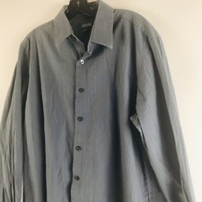 Kenneth Cole Reaction Men's Gray Button Down Shirt Slim Fit Size Large