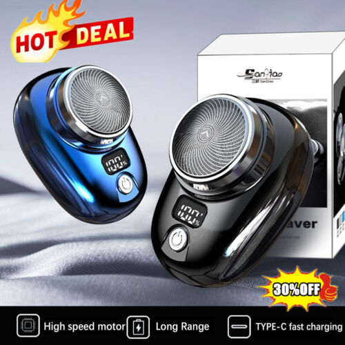 Mini-shave Portable Electric Shaver for Men USB Rechargeable W/ Digital Display - Picture 1 of 20