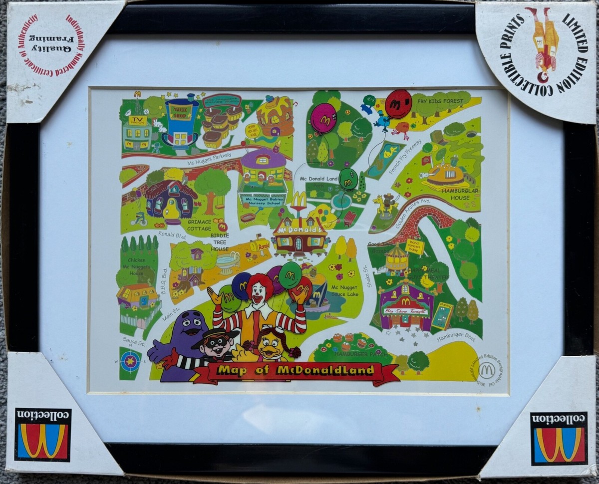 Ronald McDonald's 1998 Framed McDonaldland Map Sericel Animation
