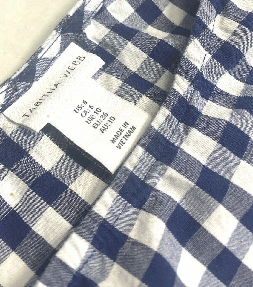 Vestido Tabitha Webb Para Mujer 6 Pequeño Guinga Cambio Mini Corto Azul Blanco Volantes Foto 2 de 4