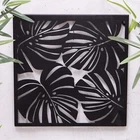 Square Black Metal Fern Palm Leaf Wall Art Garden Sculpture Plaque Home Decor
