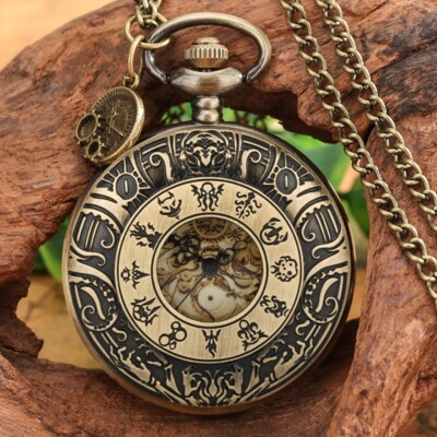 Alte modische Taschenuhr für Herren Damen Quarzwerk Zeitmesser römische Zahlen