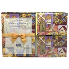 Vintage Stationery Set Bird Birdhouse Garden Pratt Austin Made In USA New Sealed