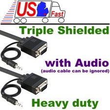 35ft long SVGA/VGA Male-M Monitor/LCD/TV/HDTV/Projector Cable/Cord/Wire 3xShield