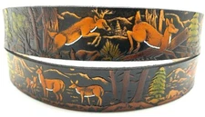 DEER HUNTER ANIMAL EMBOSSED MOTORCYCLE COWHIDE LEATHER BELT SIZE 26-48 USA MADE