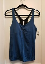GapFit Athletic Training Shelf-Bra Racer-Back Top, Teal Blue, Nylon, Size M, NWT