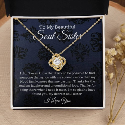 Soul Sister Love Knot Necklace, Unbiological Sister Jewelry, Best Friend Gifts - Picture 15 of 18