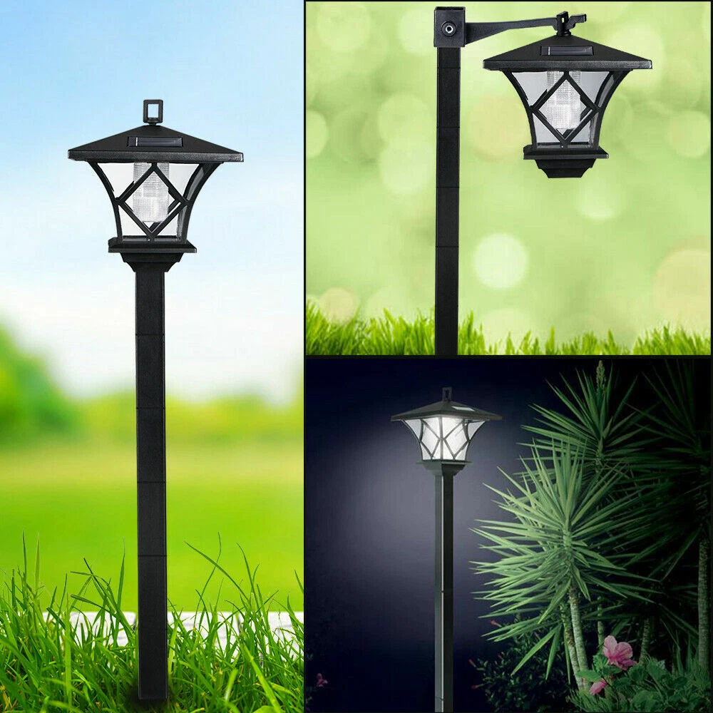 Solar Power Light Lamp Post Lantern 2 in 1 Yard Stake Outdoor