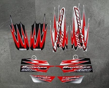 Yamaha banshee full quad stickers graphics decals 10 pieces kit RED/Black ATV