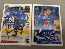 curtis leschyshyn Autographed Card Lot Of 2 Quebec Nordiques Upper Deck NHL
