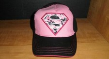 NEW SUPERGIRL,BASEBALL CAP, HAT BLACK LOGO "S" PINK BACKGROUND ONE SIZE FITS ALL