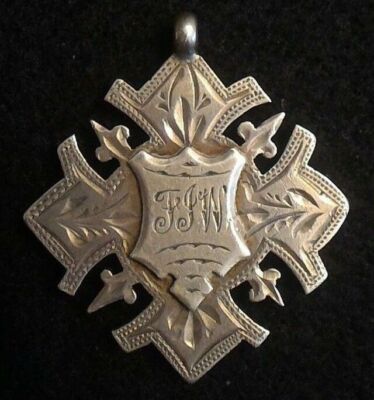 Sterling Silver Fob Antique 1897 Birmingham Inscribed  22.1g 
