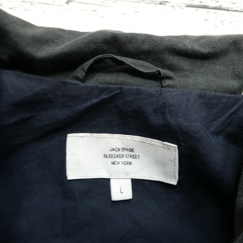 Jack Spade Jacket Mens Large Gray Wax Cotton Zip Up Button Overlay - Picture 2 of 9