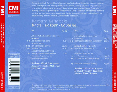 BARBARA HENDRICKS SINGS BACH, BARBER & COPLAND NEUE CD