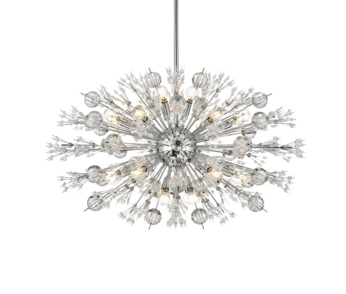 Elegant Lighting Vera 36" Crystal Starburst Oval Pendant In Chrome - Picture 3 of 9