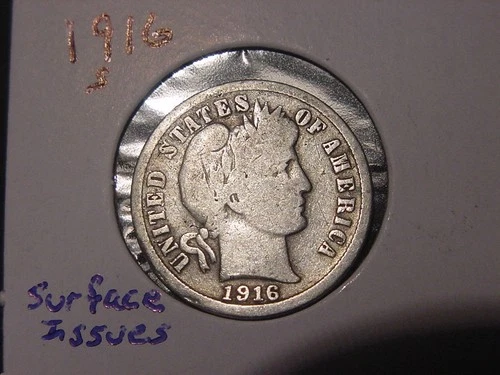 1916-S BARBER DIME G DETAILS BEND POPULAR DATE SHIPS FREE