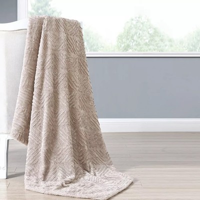 Modern Threads Luxury Faux Fur Throw Blanket White Sand