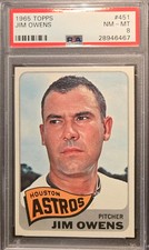 1965 Topps #451 Jim Owens - Houston Astros - PSA 8 - NM/MT