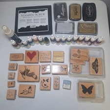 Stampin Up Rubber Stamp Lot Vintage Mixed Refill Ink Pads Scrub Mist