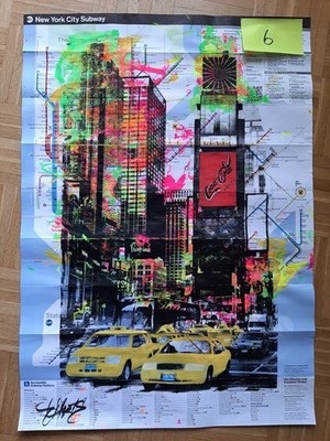 Art on Subway Map, TIMES SQUARE WITH YELLOW CAB, 82 cm x 60 cm*NEU*TOP*NEU*TOP*