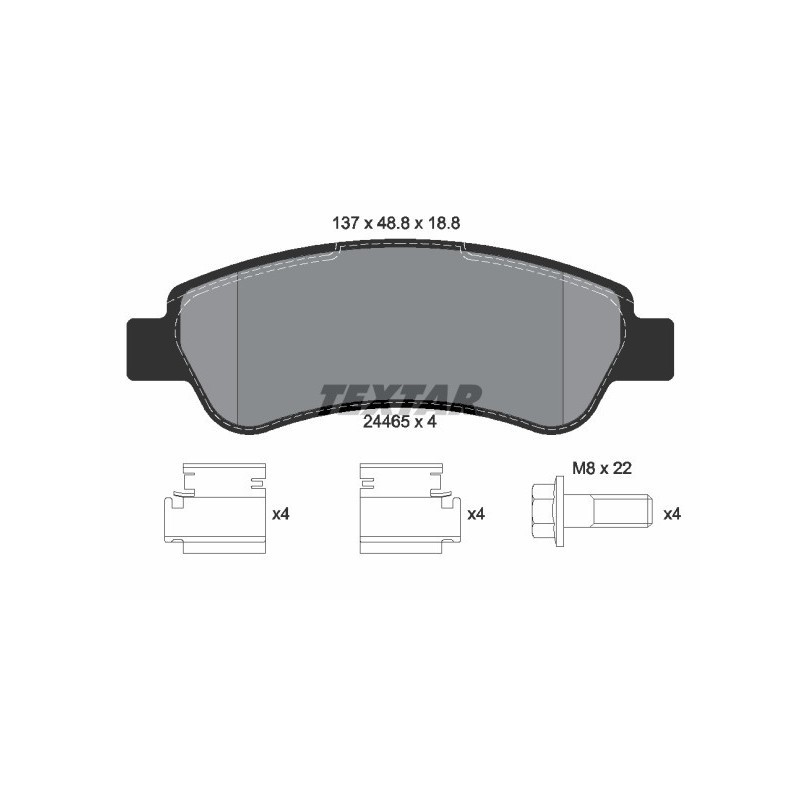 TEXTAR 2446501 Brake Pads Set Rear for Ducato Boxer JUMPER Movano