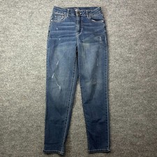 Time and Tru Straight Jeans Womens Blue Denim Distressed Classic Zip Fly - 26X28