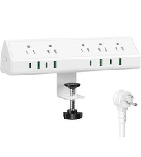 Charging Desk Clamp Strip,4 PD USB-C Ports,5 AC Outlets Strip 45W Fast charging