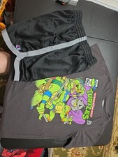 Boys Sz 10-12 Ninja Turtle Tshirt And Champion Short Set