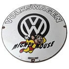Vintage Volkswagen Sign - Porcelain Dealership Sales VW Mighty Mouse Gas Sign