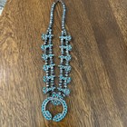 Silver And Turquoise Squash Blossom Necklace — photo 1