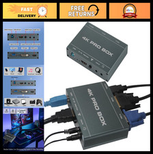4K Video Capture Box HDMI DVI VGA to USB 3.0, 1080P 60FPS, UVC UAC Loop Out